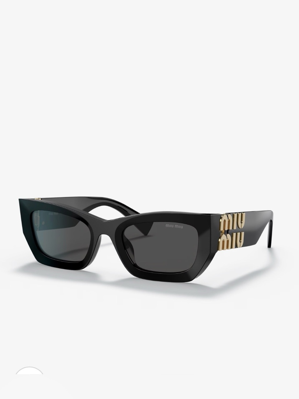 Miu Miu Black Cat-Eye Sunglasses Gold Logo Rectangle 53mm